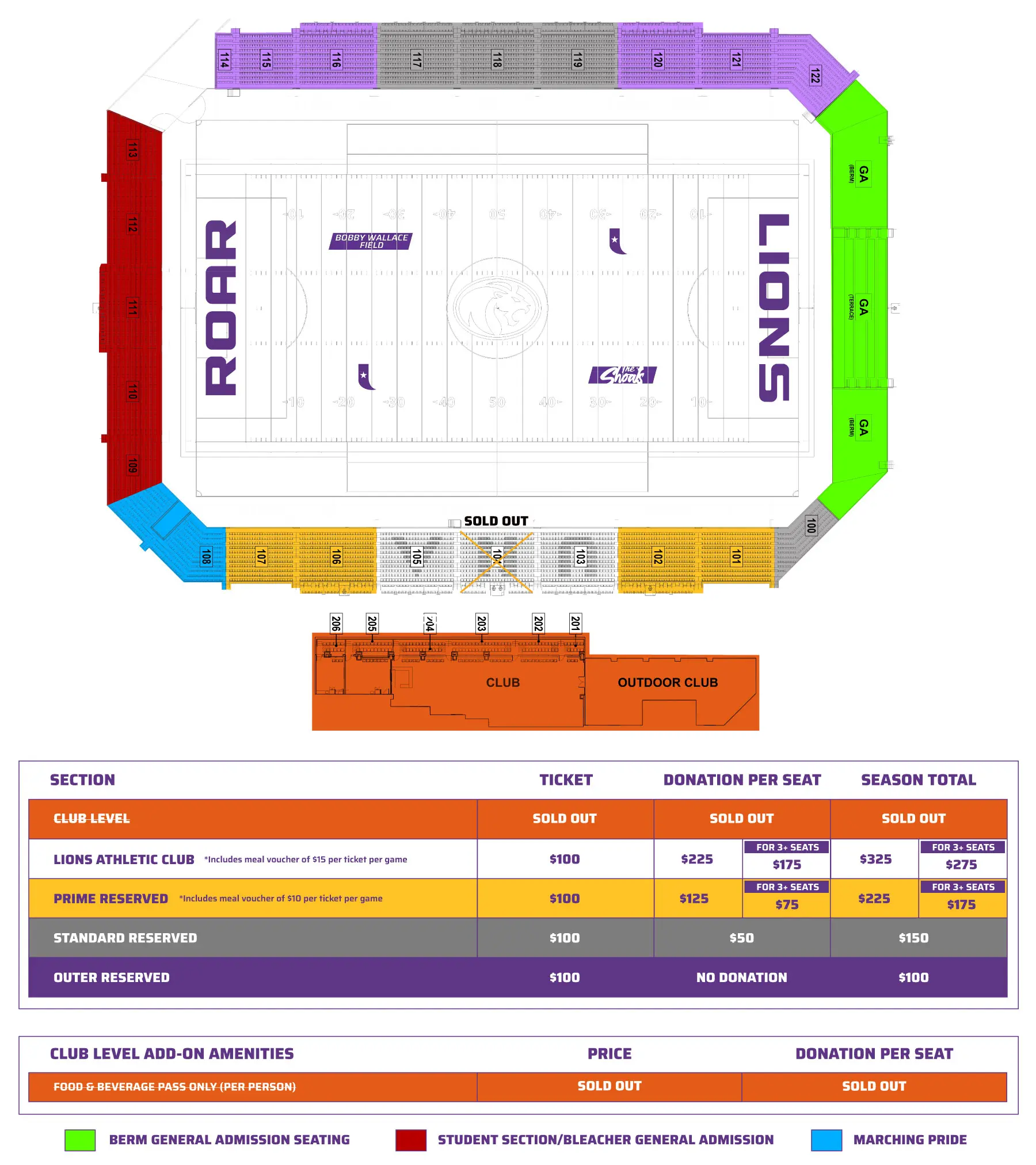 Football seating map