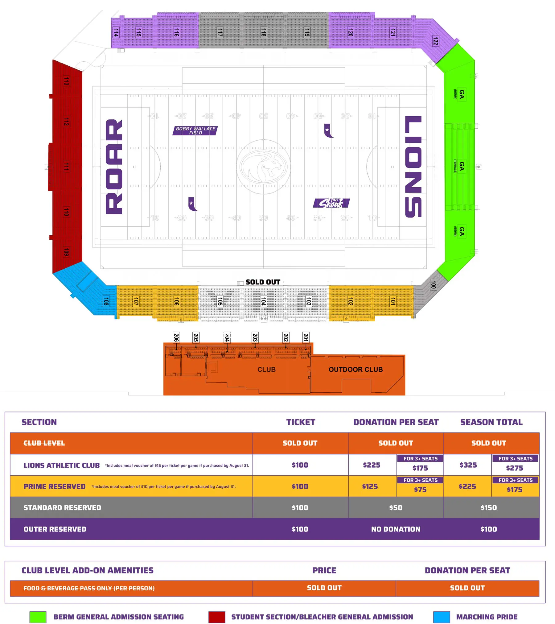 Football seating map